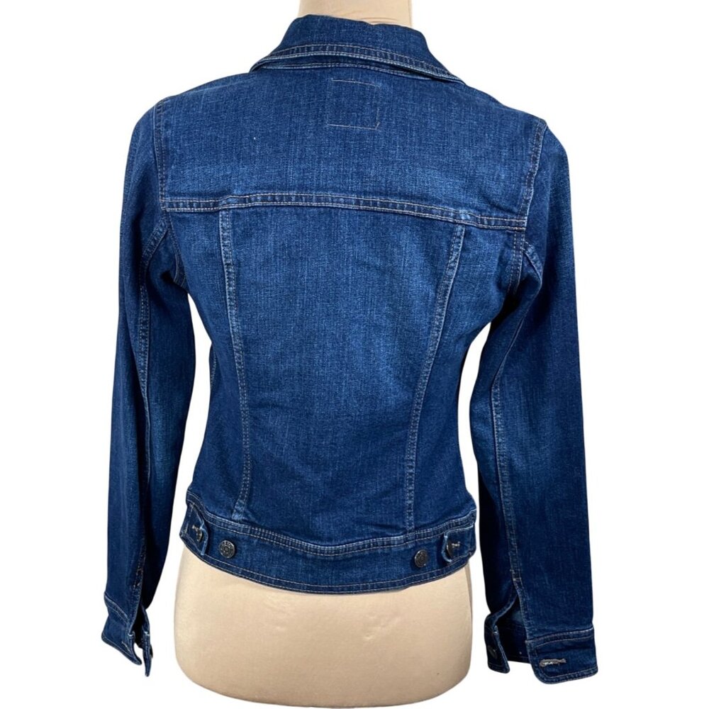 Old Navy Denim Jean Jacket Size XS Extra Small Dark Wash Stretch - Picture 3 of 6
